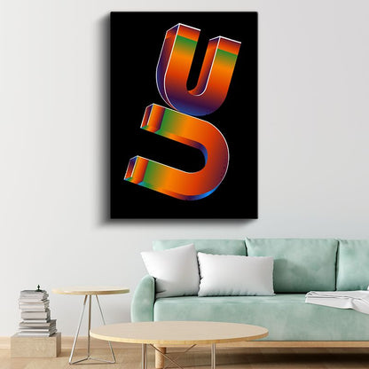 Neon Tipografi - 3D Harf Tasarımı Kanvas Tablo