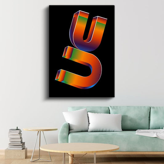 Neon Tipografi - 3D Harf Tasarımı Kanvas Tablo