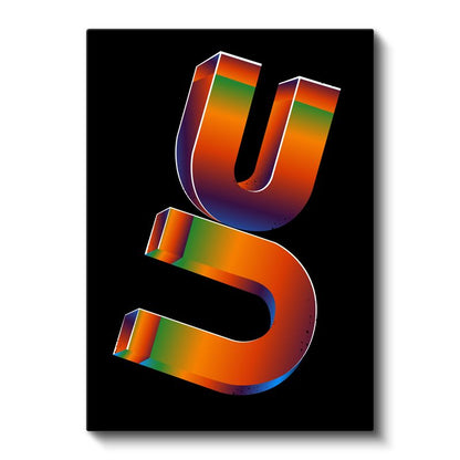 Neon Tipografi - 3D Harf Tasarımı Kanvas Tablo