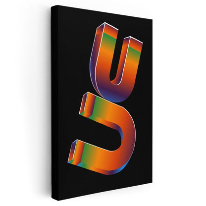 Neon Tipografi - 3D Harf Tasarımı Kanvas Tablo