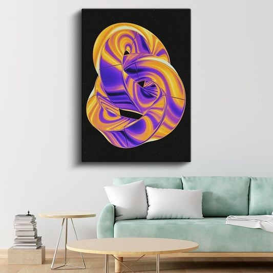 Sarı-Mor Sonsuzluk - Spiral Düğüm Soyutlaması Kanvas Tablo
