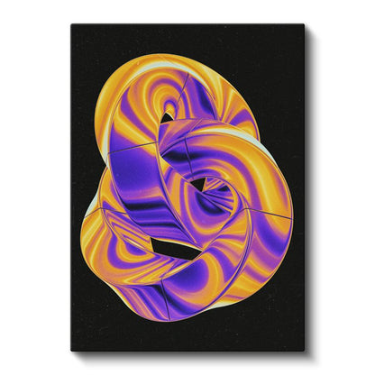 Sarı-Mor Sonsuzluk - Spiral Düğüm Soyutlaması Kanvas Tablo