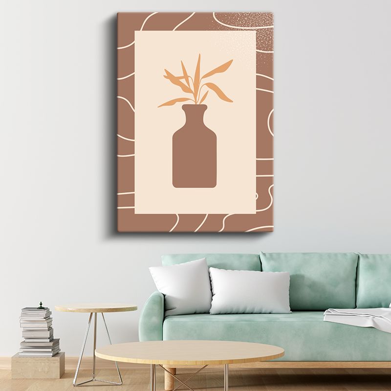 Minimalist Vazo - Geometrik Çizgilerle Botanik Kanvas Tablo