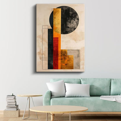 Geometrik Denge - Bauhaus Esinli Soyut Kompozisyon Kanvas Tablo