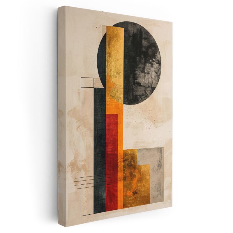 Geometrik Denge - Bauhaus Esinli Soyut Kompozisyon Kanvas Tablo