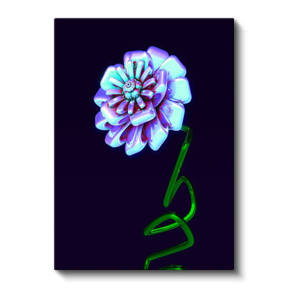 Neon Çiçek - Parlak Dijital Flora Kanvas Tablo