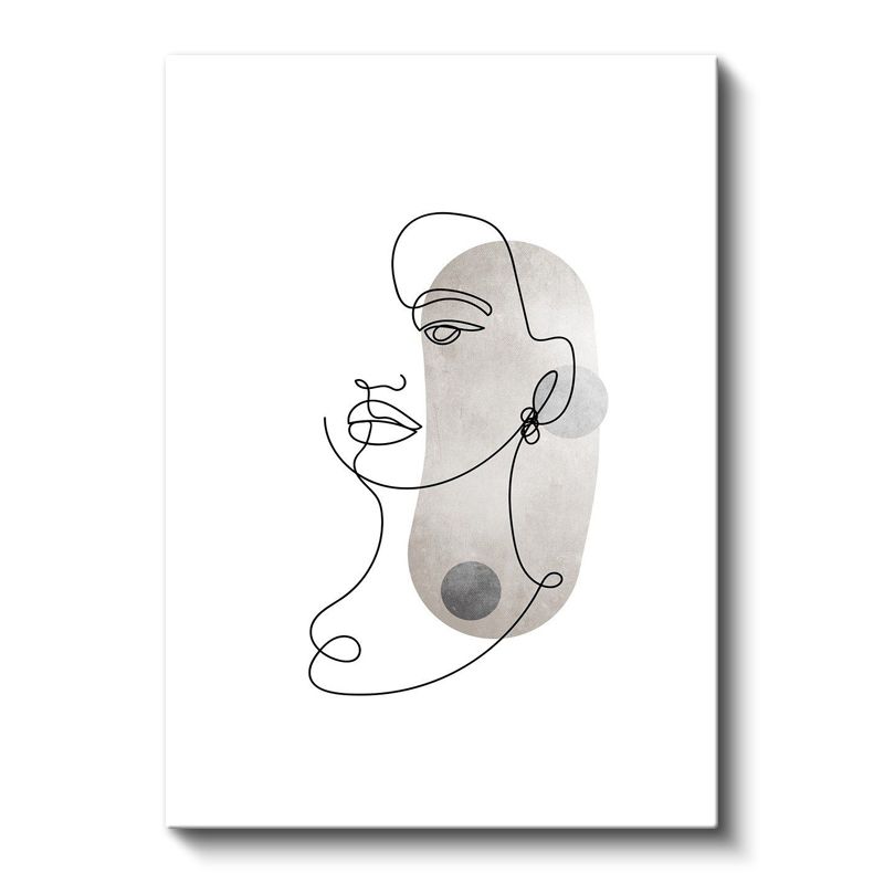 Tek Çizgi Portre - Minimalist Yüz Silueti Kanvas Tablo