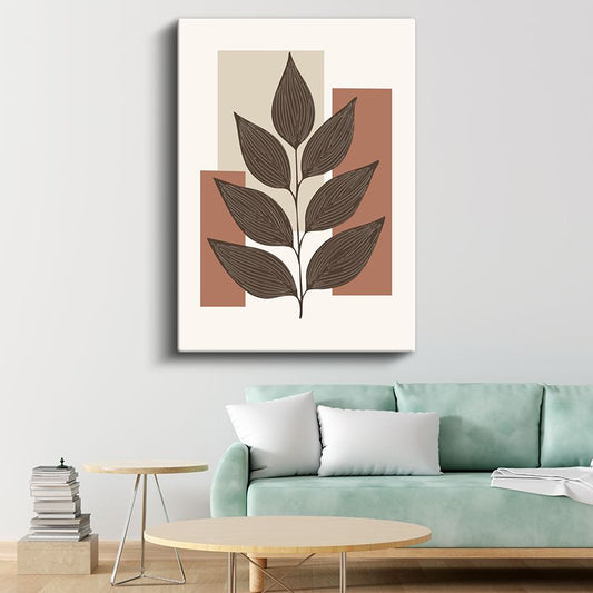 Botanik Geometri - Modern Yaprak İllüstrasyonu Kanvas Tablo