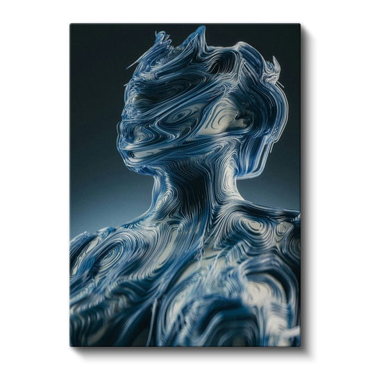 Mavi Dalgalar - Akışkan Çizgili Figür Kanvas Tablo