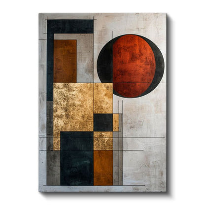 Geometrik Denge - Kırmızı Daire ve Kareler Kompozisyonu Kanvas Tablo