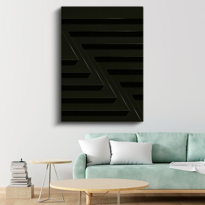 Karanlık Geometri - Minimalist Çizgiler ve Üçgenler Kanvas Tablo