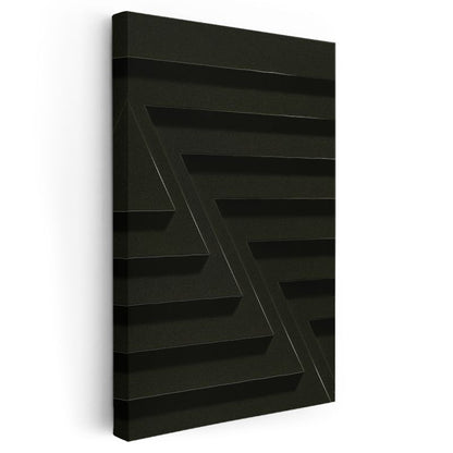Karanlık Geometri - Minimalist Çizgiler ve Üçgenler Kanvas Tablo