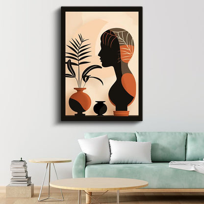 Botanik Siluet - Modern Vektörel Figür ve Bitkiler Kanvas Tablo