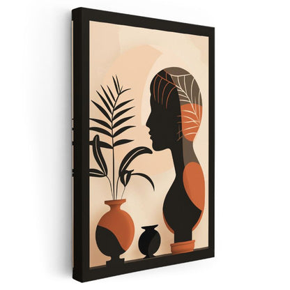 Botanik Siluet - Modern Vektörel Figür ve Bitkiler Kanvas Tablo