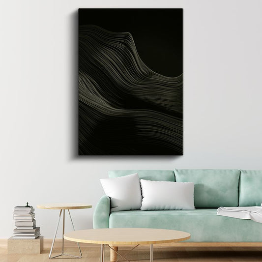 Gece Dalgaları - İnce Çizgilerle Oluşturulmuş Minimalist Kanvas Tablo