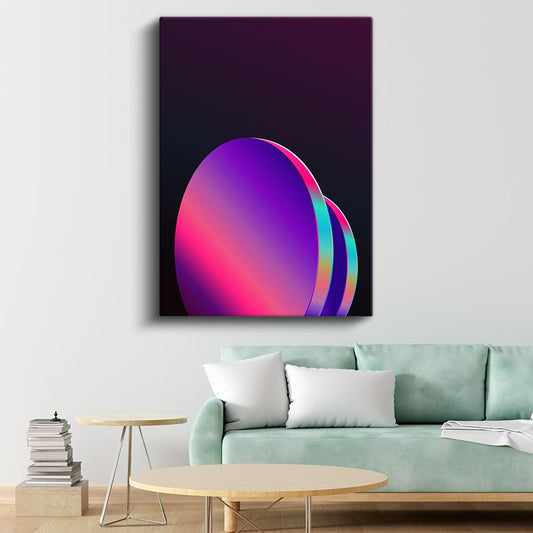 Neon Evren - Mor ve Pembe Gradyan Oval Formlar Kanvas Tablo