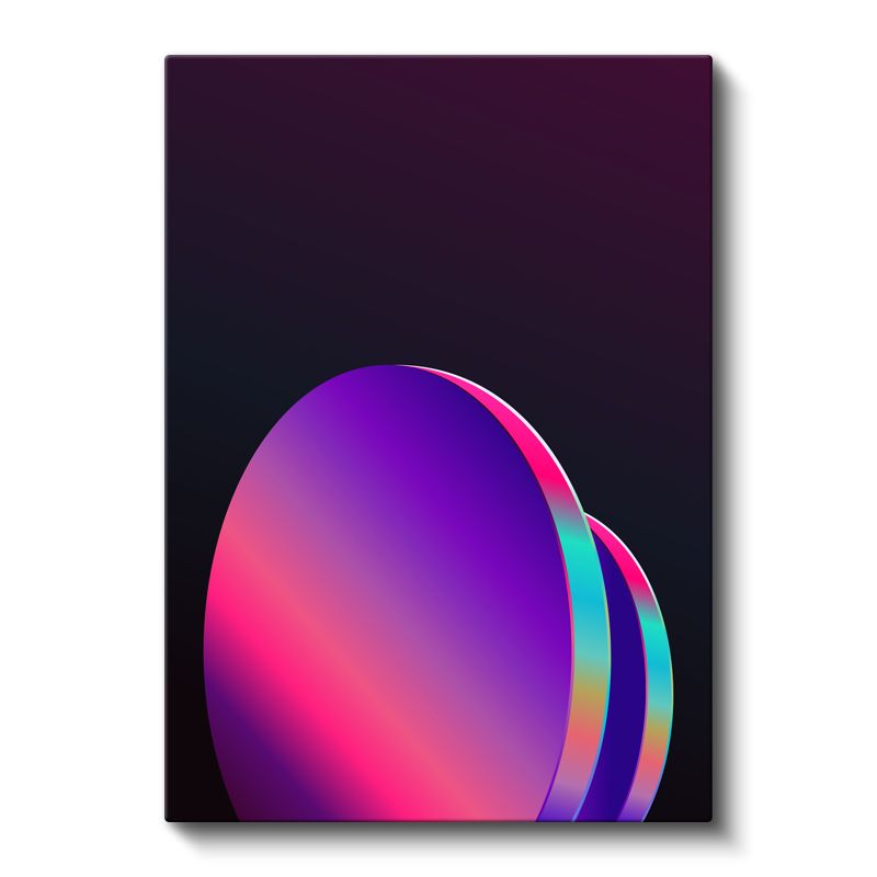 Neon Evren - Mor ve Pembe Gradyan Oval Formlar Kanvas Tablo