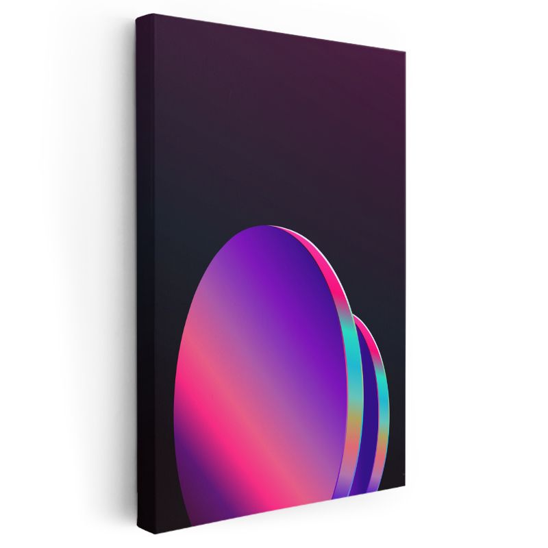 Neon Evren - Mor ve Pembe Gradyan Oval Formlar Kanvas Tablo