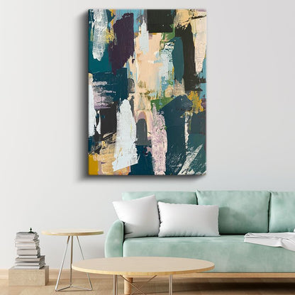 Renkli Ekspresyon - Soyut Fırça Darbeleri Kompozisyonu Kanvas Tablo