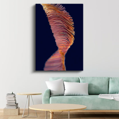 Ateş Dansı - Turuncu Dalgalı Çizgiler Soyut Kanvas Tablo