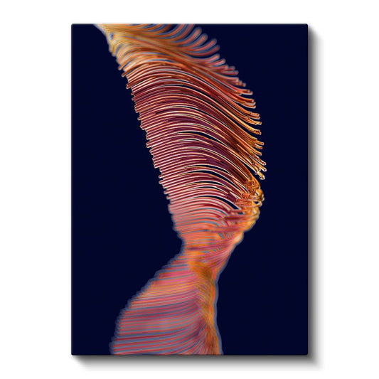 Ateş Dansı - Turuncu Dalgalı Çizgiler Soyut Kanvas Tablo