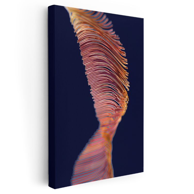 Ateş Dansı - Turuncu Dalgalı Çizgiler Soyut Kanvas Tablo