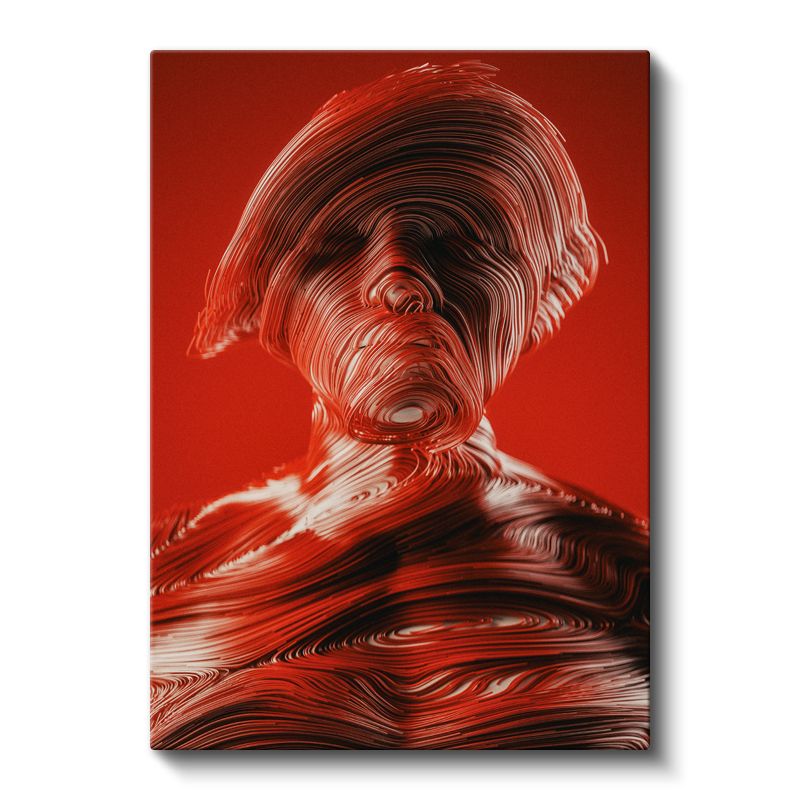 Kırmızı Soyut Silüet - Akışkan Çizgiler ve Dalgalar Kanvas Tablo