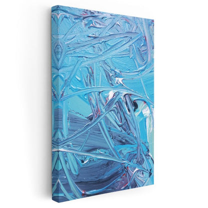 Mavi Fırça Darbeleri - Dinamik Soyut Ekspresyonizm Kanvas Tablo