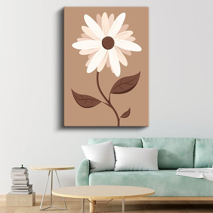 Minimalist Papatya - Zarif Vektörel Çiçek İllüstrasyonu Kanvas Tablo