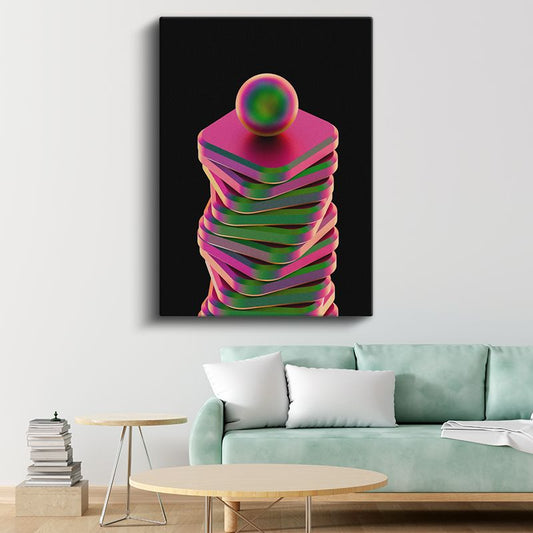 Renkli Katmanlar - Modern Geometrik Soyut Kompozisyon Kanvas Tablo