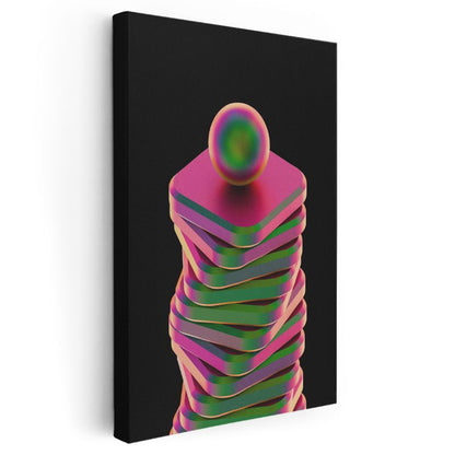 Renkli Katmanlar - Modern Geometrik Soyut Kompozisyon Kanvas Tablo