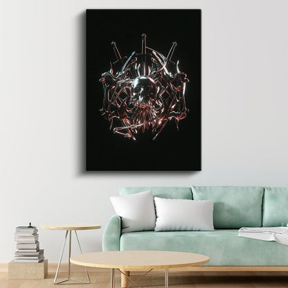 Metal Amblem - Gotik Sembol ve Kılıçlar Kanvas Tablo