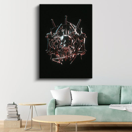 Metal Amblem - Gotik Sembol ve Kılıçlar Kanvas Tablo