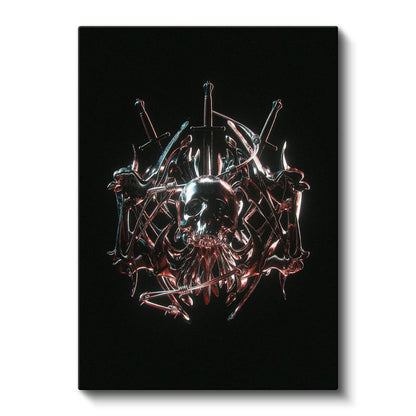 Metal Amblem - Gotik Sembol ve Kılıçlar Kanvas Tablo