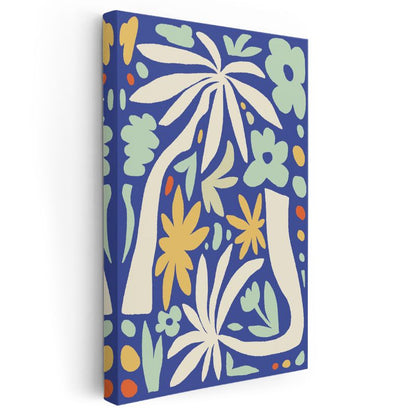 Matisse Esintili Desenler - Mavi Zeminde Organik Formlar Kanvas Tablo