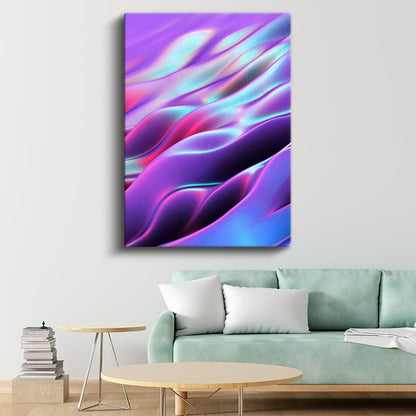 Holografik Dalgalar - Mor Pembe Akışkan Formlar Kanvas Tablo