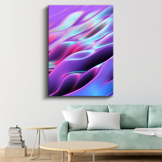 Holografik Dalgalar - Mor Pembe Akışkan Formlar Kanvas Tablo