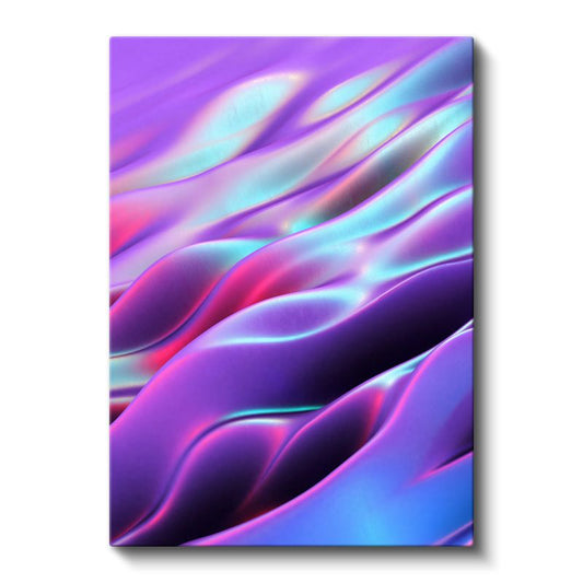 Holografik Dalgalar - Mor Pembe Akışkan Formlar Kanvas Tablo