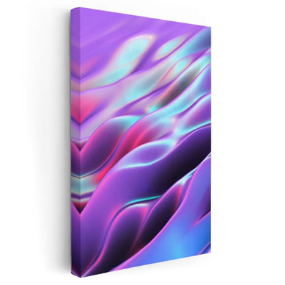Holografik Dalgalar - Mor Pembe Akışkan Formlar Kanvas Tablo