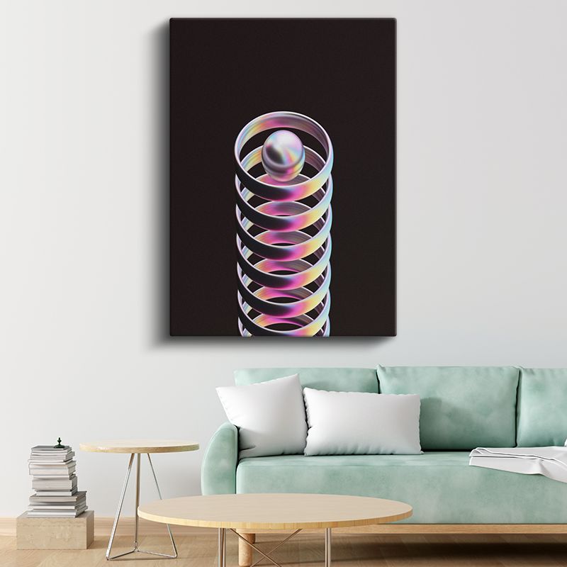 Holografik Spiral - Gökkuşağı Renkli 3D Geometrik Form Kanvas Tablo
