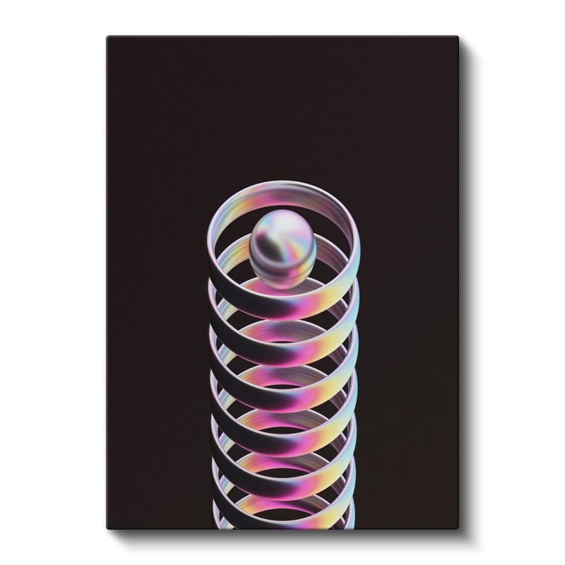Holografik Spiral - Gökkuşağı Renkli 3D Geometrik Form Kanvas Tablo