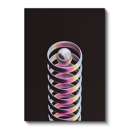 Holografik Spiral - Gökkuşağı Renkli 3D Geometrik Form Kanvas Tablo