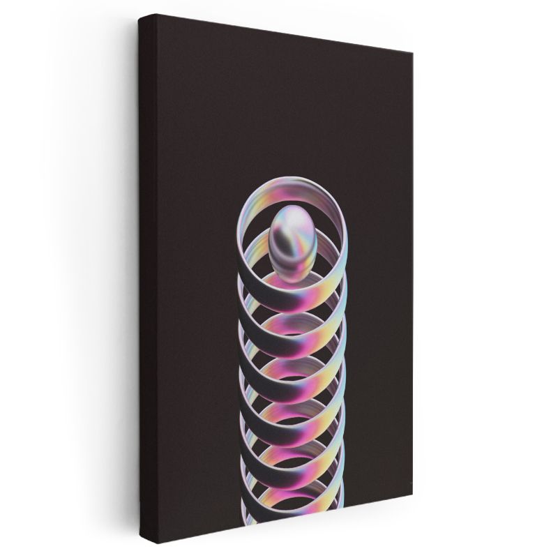 Holografik Spiral - Gökkuşağı Renkli 3D Geometrik Form Kanvas Tablo