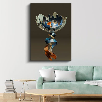 Metalik Heykel - Spiral Formlu Modern Sanat Objesi Kanvas Tablo