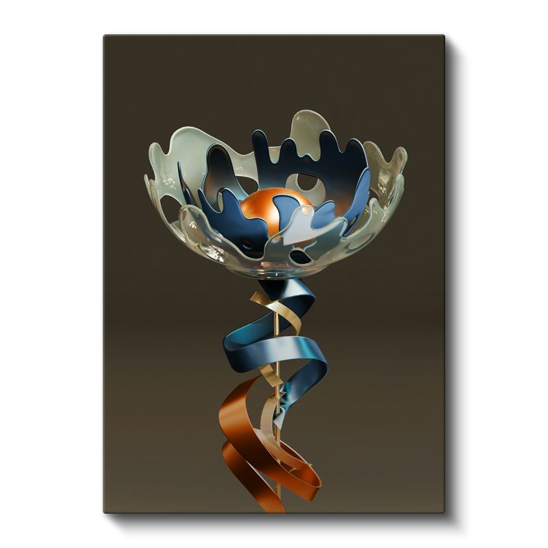 Metalik Heykel - Spiral Formlu Modern Sanat Objesi Kanvas Tablo
