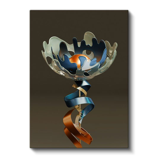 Metalik Heykel - Spiral Formlu Modern Sanat Objesi Kanvas Tablo