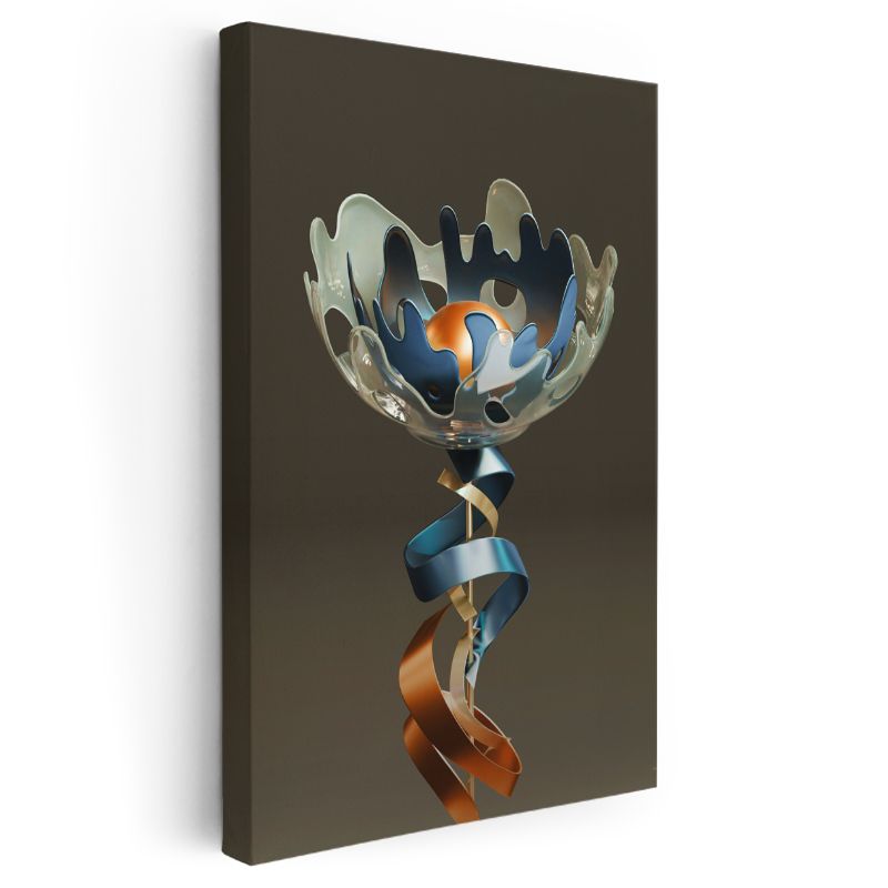 Metalik Heykel - Spiral Formlu Modern Sanat Objesi Kanvas Tablo