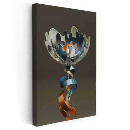 Metalik Heykel - Spiral Formlu Modern Sanat Objesi Kanvas Tablo