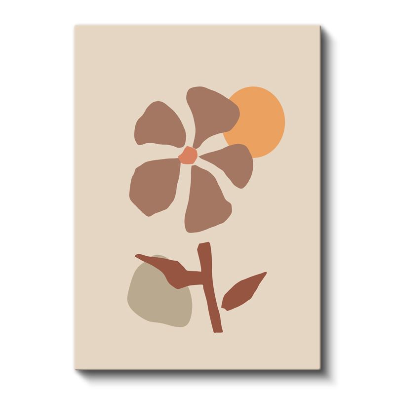 Bohem Çiçek - Toprak Tonlarında Minimalist Botanik Kanvas Tablo