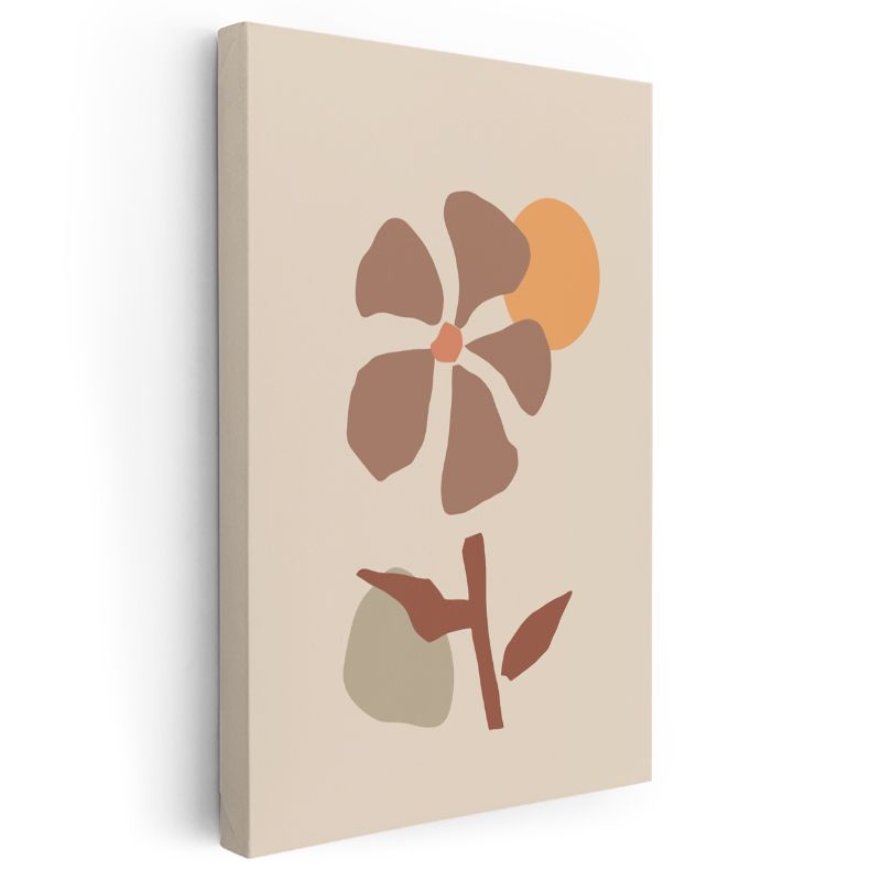 Bohem Çiçek - Toprak Tonlarında Minimalist Botanik Kanvas Tablo